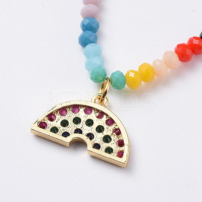 Glass Beads Pendants Necklaces NJEW-JN02562-1
