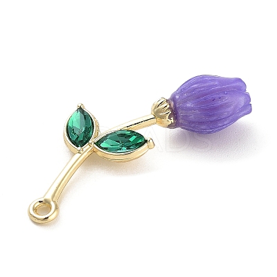 Alloy Resin Flower Pendants PALLOY-U003-06G-01-1