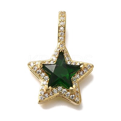 Brass Micro Pave Cubic Zirconia Pendants KK-K389-045G-1