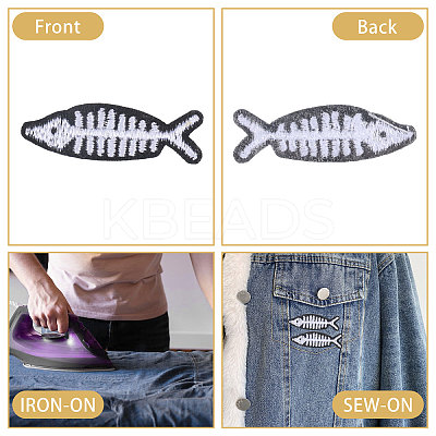 30Pcs Fish Embroidery Iron on Clothing Patches DIY-CA0006-99-1