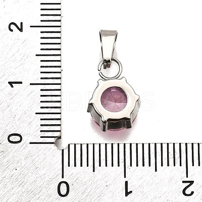 304 Stainless Steel Pave Cubic Zirconia Pendants STAS-B086-12P-04-1