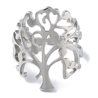 201 Stainless Steel Open Cuff Rings for Women LS-RJEW-M020-08P-1-1