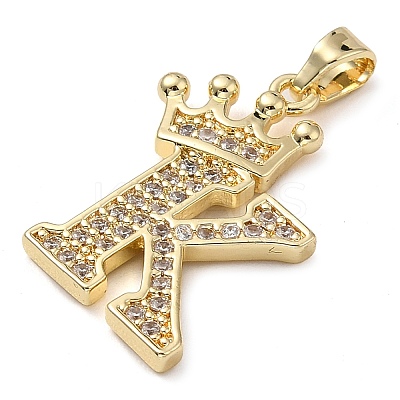 Rack Plating Brass Micro Pave Cubic Zirconia Pendants KK-D535-01K-RS-1
