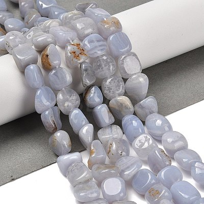 Natural Blue Lace Agate Beads Strands G-P497-01E-71-1