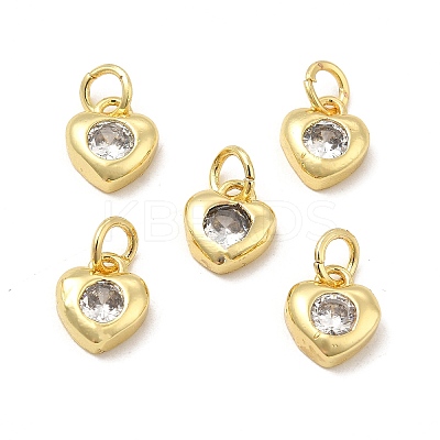 Brass Micro Pave Clear Cubic Zirconia Charms KK-E068-VB236-1
