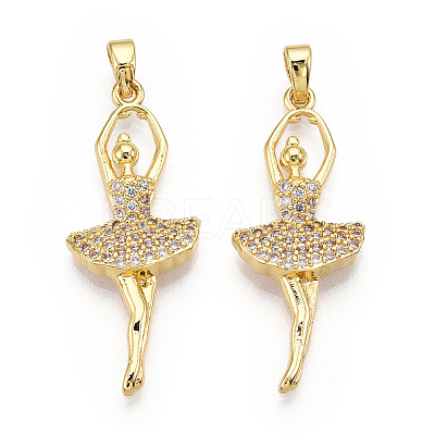 Brass Micro Pave Cubic Zirconia Pendants ZIRC-T016-04G-1