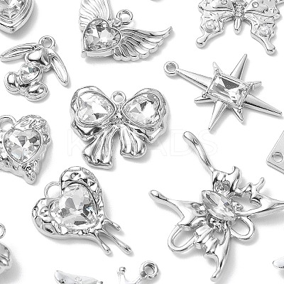 16Pcs 16 Style Rack Plating Alloy with Glass Pendants FIND-YW0003-31-1