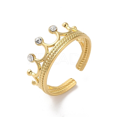 304 Stainless Steel Rhinestone Cuff Rings RJEW-M171-30G-1