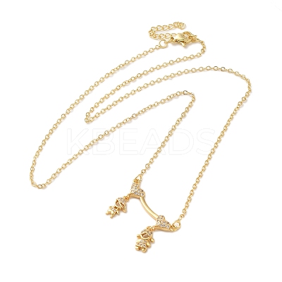 Brass Micro Pave Clear Cubic Zirconia Girls and boys Pendant Necklaces for Valentine's Day LS-NJEW-K381-01B-G-1