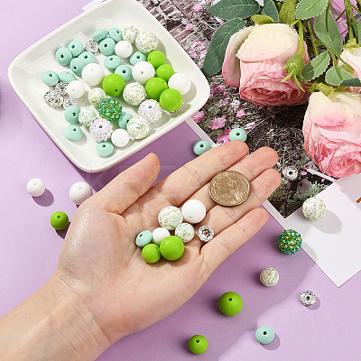64Pcs Round & Rondelle Food Grade Eco-Friendly Silicone Beads SIL-SP0001-19B-1