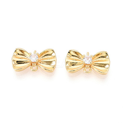 Brass Pave Clear Cubic Zirconia Connector Charms KK-N272-12G-1