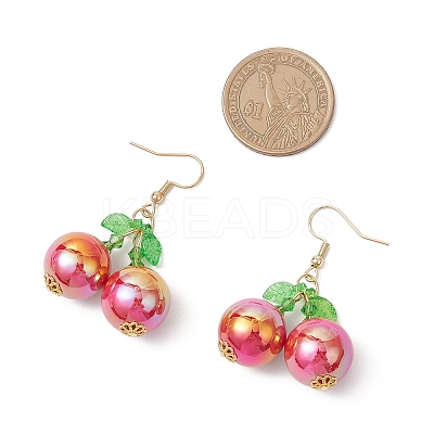 Acrylic Glass Cherry Dangle Earrings EJEW-MZ00510-1