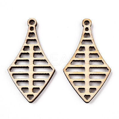 Undyed Natural Poplar Wood Pendants WOOD-TAC0002-60-1