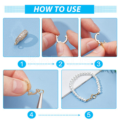 4Pcs 4 Styles Brass Micro Pave Clear Cubic Zirconia Fold Over Clasps KK-DR0001-12-1