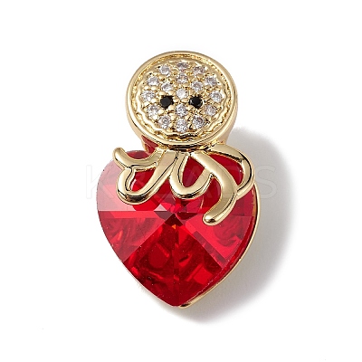 Real 18K Gold Plated Rack Plating Brass Micro Pave Cubic Zirconia Pendants KK-C015-25G-12-1