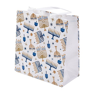 Hanukkah Theme Non-Woven Reusable Folding Gift Bags with Handle ABAG-NH0001-01F-1