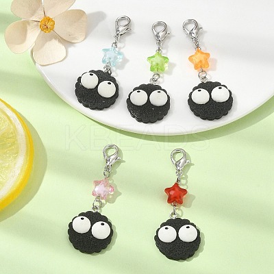 Biscuits with Eyes Opaque Resin Pendant Decorations HJEW-JM01560-1