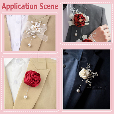 60 Sets 2 Styles Round Tray Brass Stick Lapel Pins KK-SC0004-97-1
