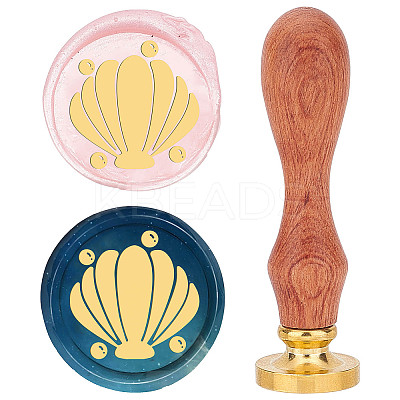 Brass Wax Seal Stamp with Wood Handle AJEW-WH0412-0021-1