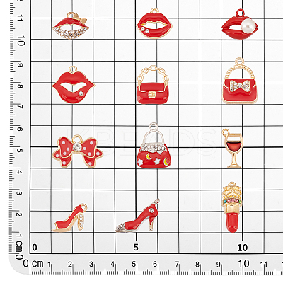 24Pcs 12 Styles Alloy Enamel Pendants FIND-PH0010-76-1