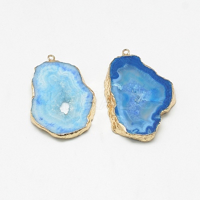 Natural Druzy Agate Slices Pendants G-Q494-65E-G-1