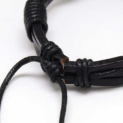 Trendy Unisex Casual Style Waxed Cord and Leather Bracelets BJEW-L298-02-1
