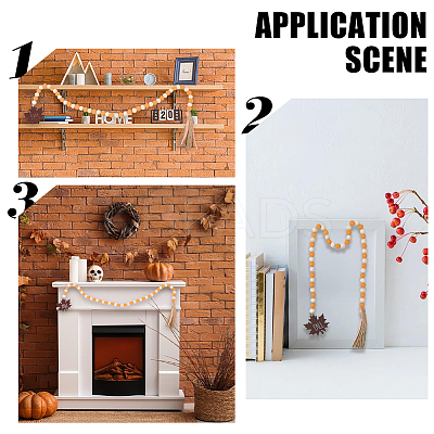 Round Wooden Beaded Autumn Decoration AJEW-WH20019-60-1