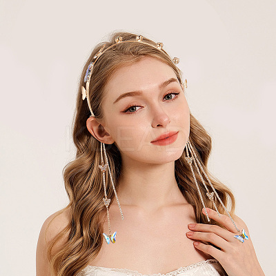 Zinc Alloy Rhinestone Hair Bands OHAR-WH20007-01B-P-1