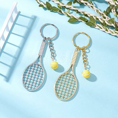 304 Stainless Steel Alloy Acrylic Tennis Keychain KEYC-JKC01218-1