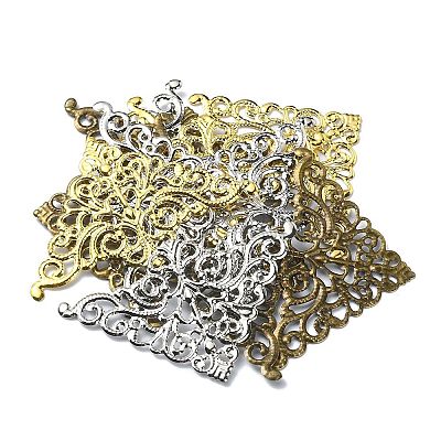 12Pcs 3 Colors Iron Filigree Joiner Links IFIN-YW0003-47-1