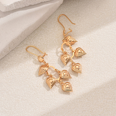 Elegant Brass Heart Tassel Hoop Earrings MS0806-1