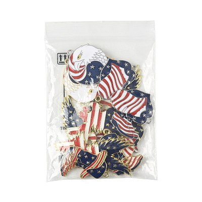 16Pcs 8 Styles Independence Day Alloy Enamel Pendants ENAM-FS0003-94-1