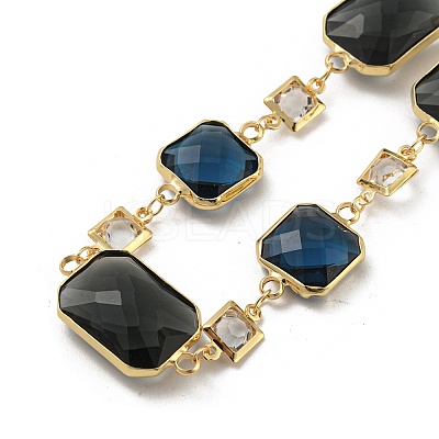 Faceted Rectangle Glass Beads Bib Necklaces NJEW-R263-11G-1