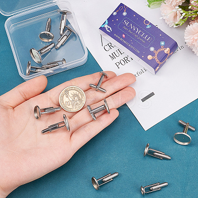 16Pcs 4 Styles 304 Stainless Steel Cuff Button STAS-SC0008-91-1