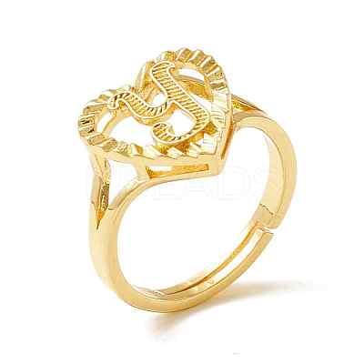 Real 18K Gold Plated Brass Alphabet Adjustable Rings RJEW-M139-18Y-1