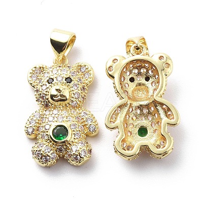 Brass Cubic Zirconia Pendants KK-G446-26G-03-1
