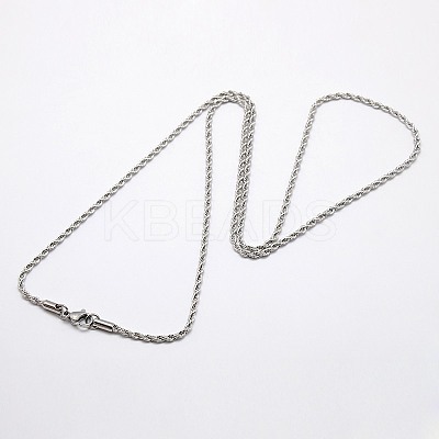 Tarnish Resistant Trendy Men's 304 Stainless Steel Rope Chain Necklaces NJEW-M072-B-02-1