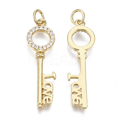 Brass Micro Pave Clear Cubic Zirconia Pendants for Valentine's Day ZIRC-N039-089-NF-1