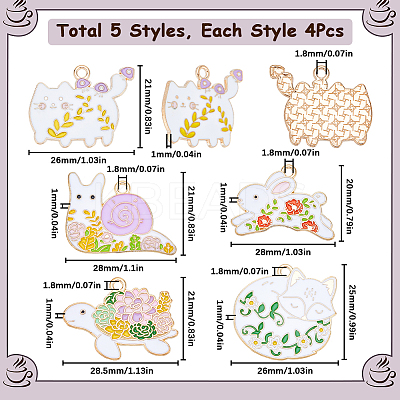 20Pcs 5 Style Golden Plated Alloy Enamel Pendants ENAM-SC0004-30-1