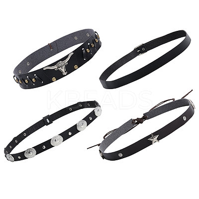 4Pcs 4 Styles Imitation Leather Straw Hat Belt FIND-CA0009-12-1