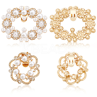 4Pcs 2 Styles Flower/Oval Alloy Rhinestone Detachable Shoe Buckle Clips FIND-FG0003-15-1
