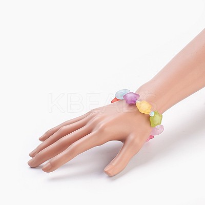 Frosted Acrylic Beads Kids Stretch Bracelets BJEW-JB03895-1