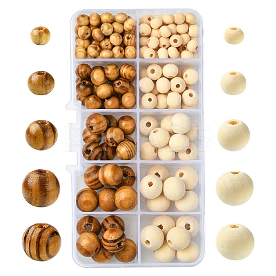 192Pcs Natural Unfinished Wood Beads WOOD-YW0001-47-1