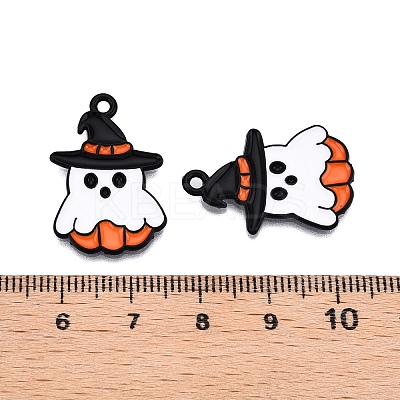 Halloween Theme Spray Painted Alloy Enamel Pendants ENAM-T020-09F-1