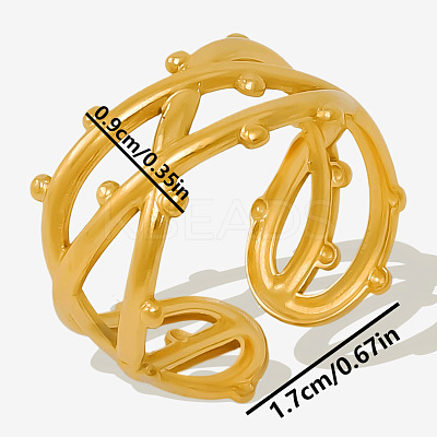 304 Stainless Steel Minimalist Double Layer Cross Over Open Cuff Rings for Women CD1681-2-1
