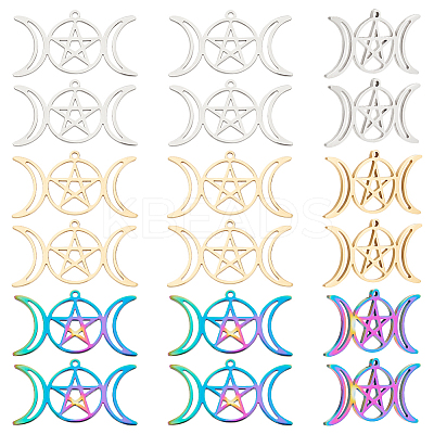 18Pcs 3 Colors 201 Stainless Steel Pendants Ion Plating(IP) STAS-UN0046-63-1