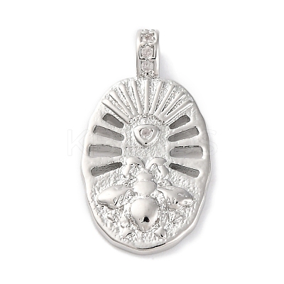 Brass Pendants With Clear Cubic Zirconia KK-S403-04P-1