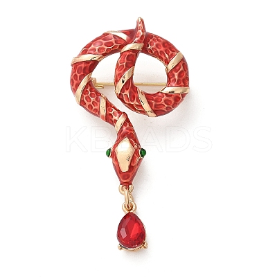 Rhinestone Snake Aolly Brooch with Enamel JEWB-V002-17B-1