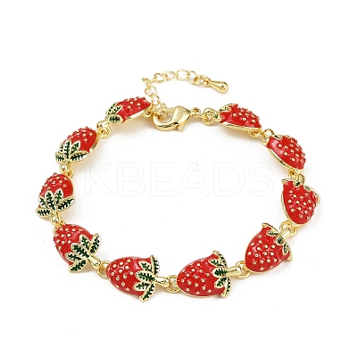 Brass Emenal Link Bracelets for Women BJEW-S175-01G-1