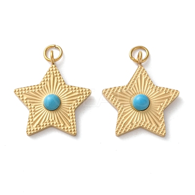 Synthetic Turquoise Star Pendants STAS-Q333-01G-02-1